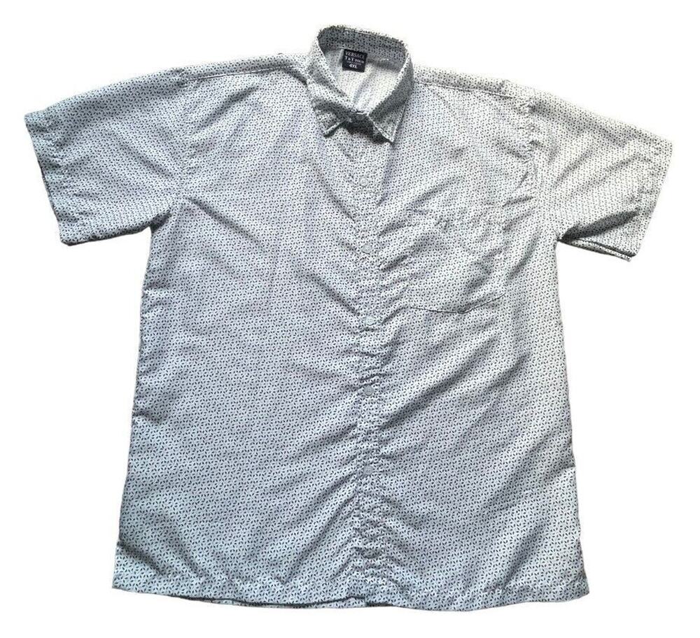 Versace Button Up Shirt Mens Medium White T&T Dolm Geometric SS Italy Vintage